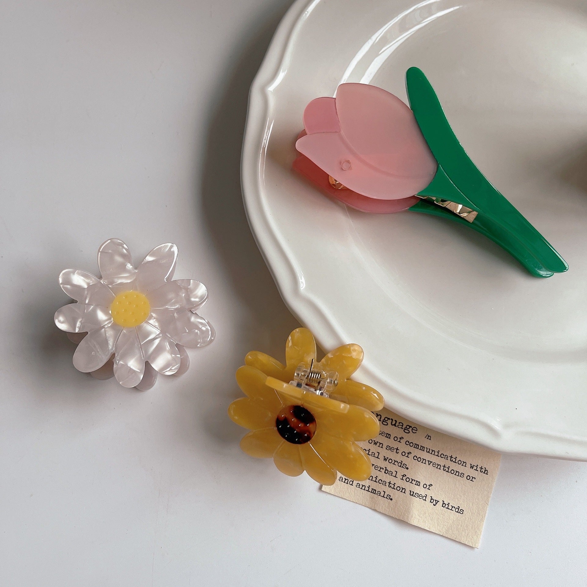 Wholesale Palm Smiley Bouquet Acetate Hairpin